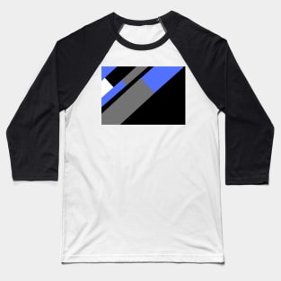 Blue,, White, Black, and Grey Rectangle and Triangle pattern Baseball T-Shirt